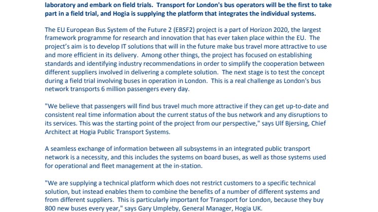 Hogia connects London buses for the future
