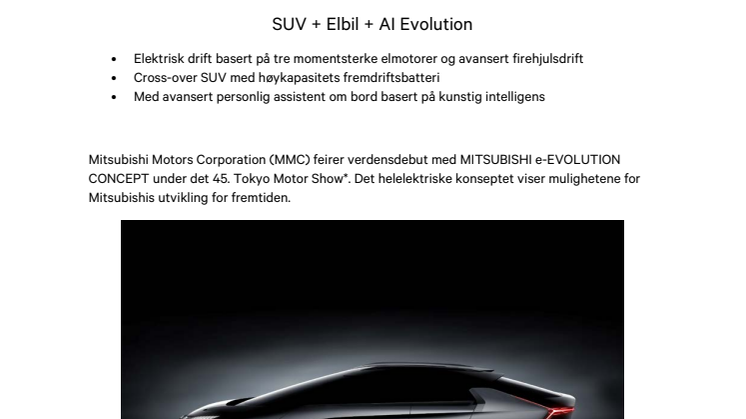 MITSUBISHI e-EVOLUTION CONCEPT verdenspremiere