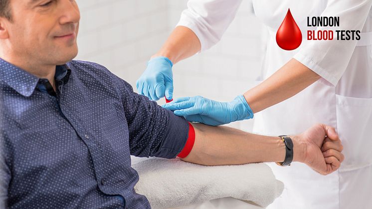 Patient having blood drawn at London Blood Tests