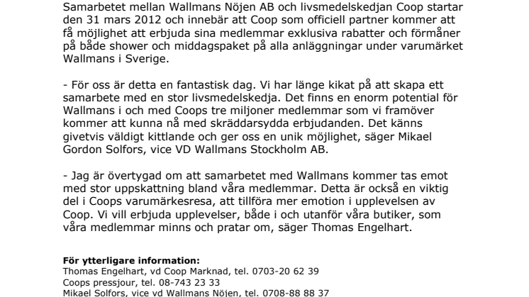 Wallmans går in i unikt samarbete med Coop