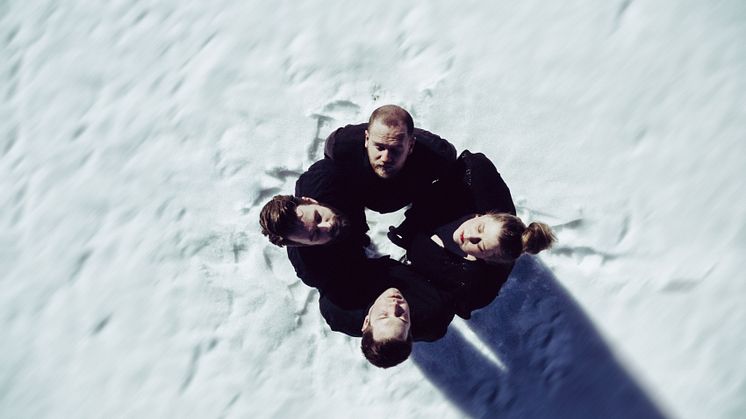 Fluru består av Claes Hässlemark, Jesper Lönn, Malin Hässlemark och Robin Mossberg. Foto: Simon Bo Silverdahl