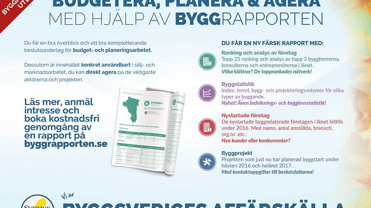 Nya färska Byggrapporter länsvis - boka kostnadsfri genomgång inför budget- och planeringsarbetet!