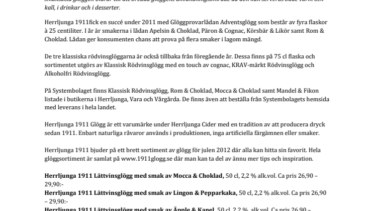 Herrljunga 1911 Glögg visar upp julens sortiment