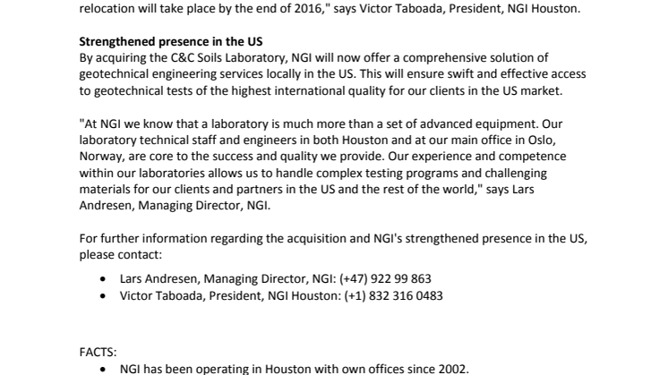 New opportunity in the US