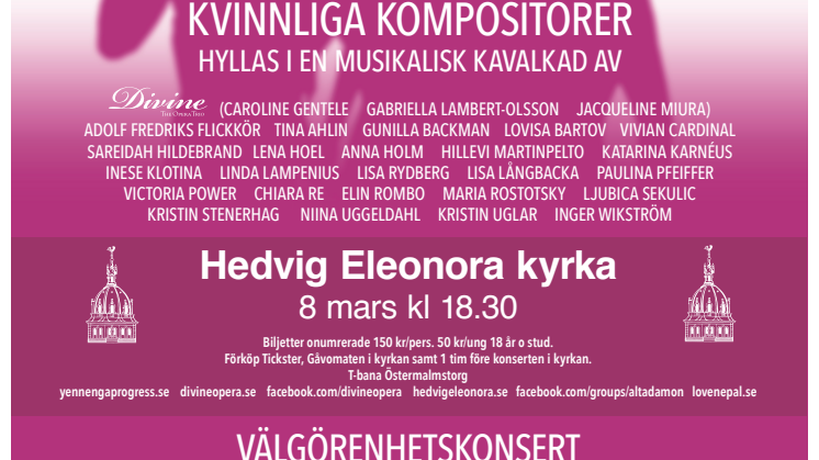 All women are Divine! Konsert på internationella kvinnodagen den 8 mars  av kvinnor, med kvinnor och till förmån för utsatta kvinnor 