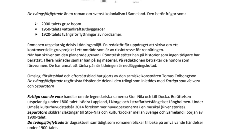 Ny bok: De tvångsförflyttade - en roman om samer och nybyggare som tvingades lämna sina hem