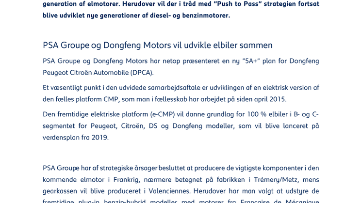 PSA Groupe vil investere i hybrid- og el-drivliner 