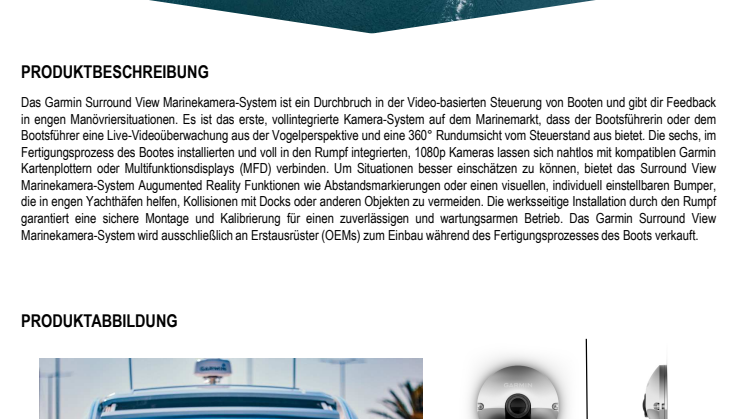 DATA SHEET Garmin SURROUND VIEW Marinekamera System