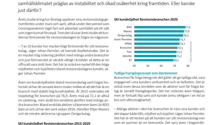 Revisionsbranschen har fortsatt nöjda kunder, trots en värld i kris