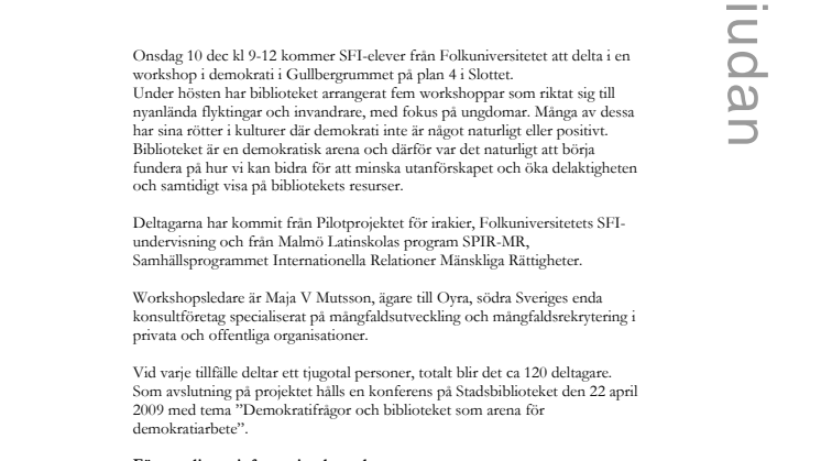 "Vad är det att vara demokrat?" - Välkomna att uppleva en workshop i demokrati