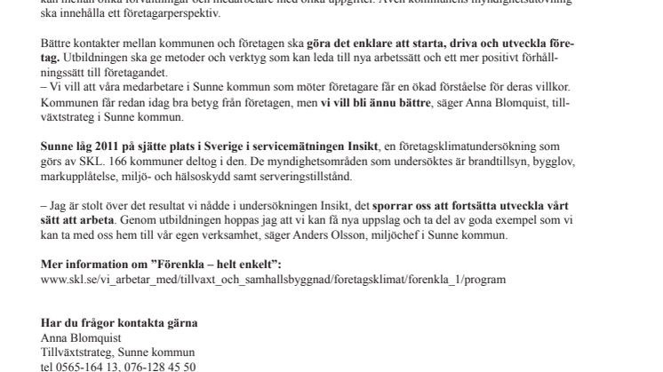 Sunne vill bli ännu bättre på att möta företagen