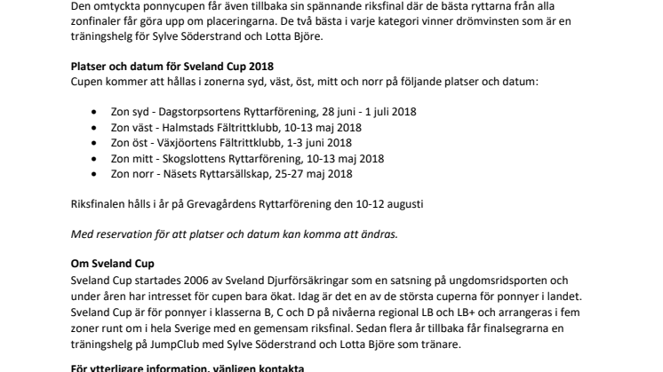 Här hålls Sveland Cup 2018!