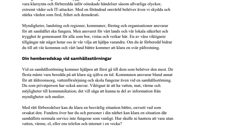 Faktablad: Om krisen kommer till Kungsbacka