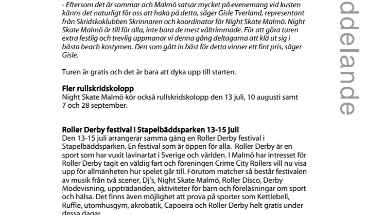 Somrigt rullskridskolopp längs Malmös kust den 29 juni