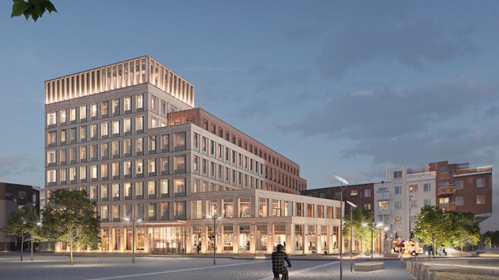 Krook & Tjäder ritar klimatneutralt hotell och kontorshus i Sundsvall