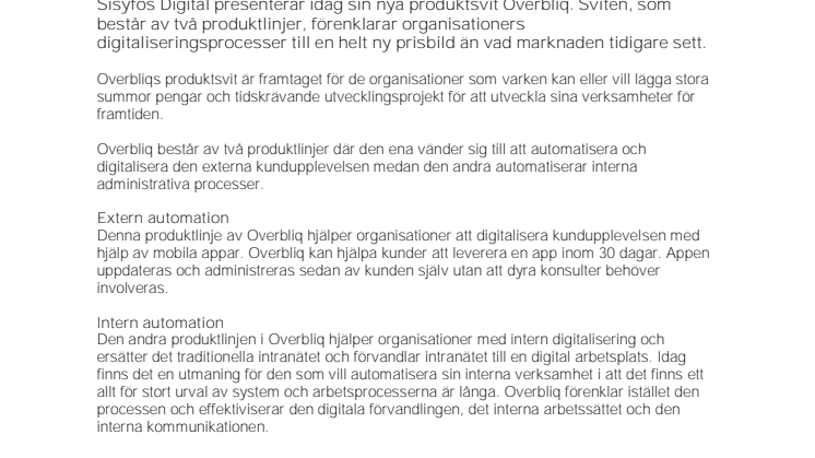 OVERBLIQ: Ny produktsvit förenklar digitaliseringsresan 