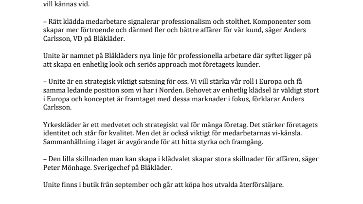 ENHETLIGA ARBETSKLÄDER GER FLER AFFÄRER!