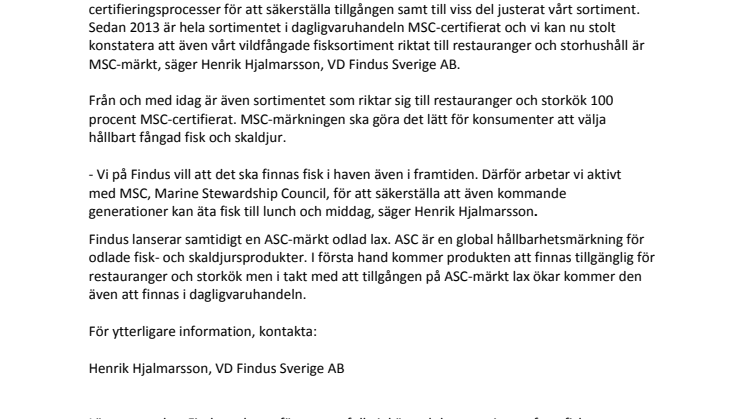 100 procent hållbart fångad fisk