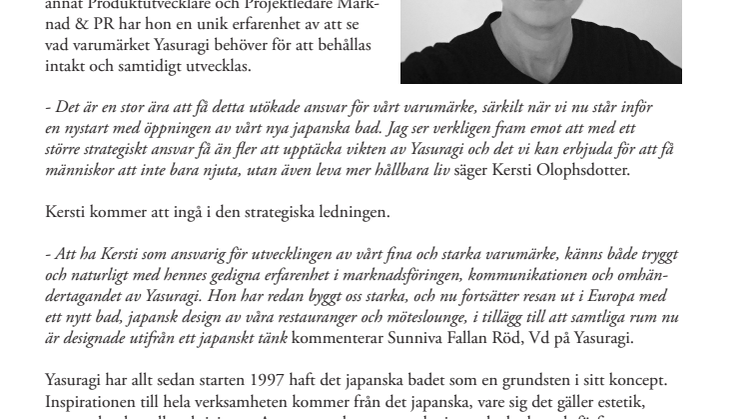Kersti Olophsdotter blir Head of Brand på Yasuragi