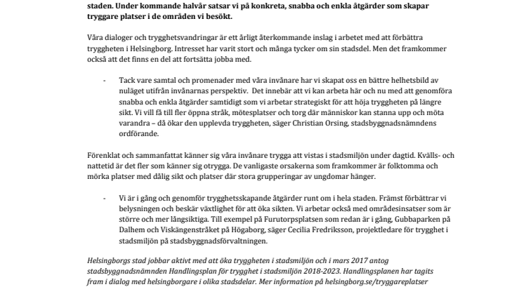 Dialog med invånarna leder till trygghetsåtgärder