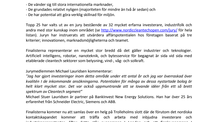 Nordic Cleantech Open: 25 framtida Nordiska cleantech stjärnor utvalda!