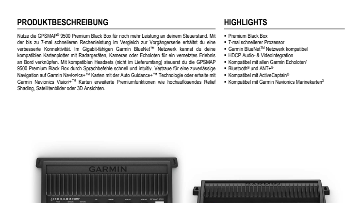Datenblatt CH Garmin GPSMAP 9500