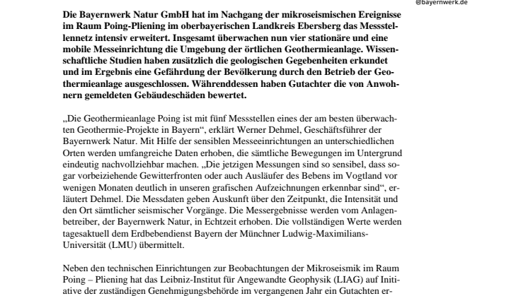 Geothermie Poing: Bayernwerk Natur erhöht die Zahl der Messstellen