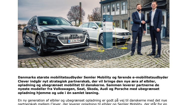 Nyt partnerskab mellem Semler Mobility og Clever baner vejen for næste generation af mobilitet til danskerne