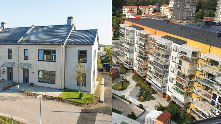 Två av Sveriges tio bästa bostadsprojekt! Brf Solkatten i Lund och Bonum Brf Rosenrot i Mölndal.