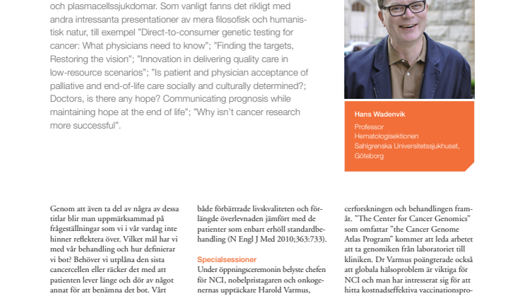 Professor Hans Wadenvik: Myelom – pristagare på ASCO och ny evidensbaserad vägledning för behandling