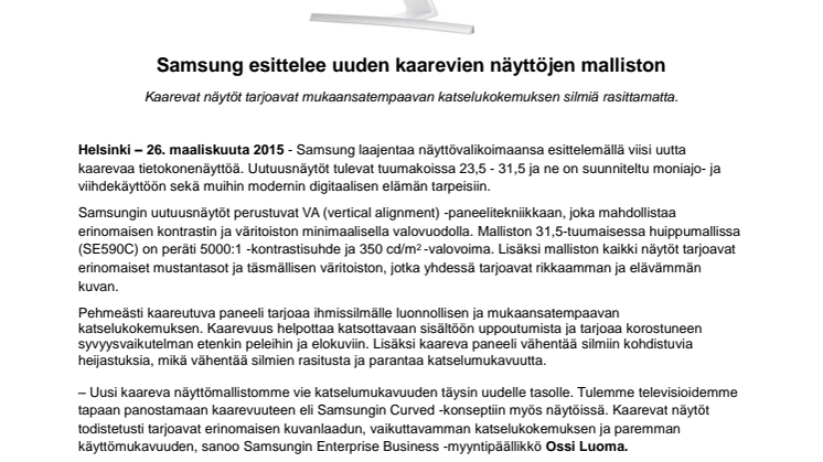 ​Samsung esittelee uuden kaarevien näyttöjen malliston