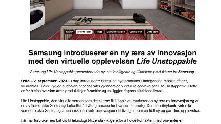 Samsung introduserer en ny æra av innovasjon med den virtuelle opplevelsen Life Unstoppable