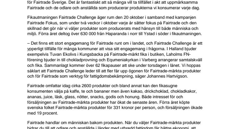 Över 8800 hallänningar deltar i årets stora Fairtrade-fika