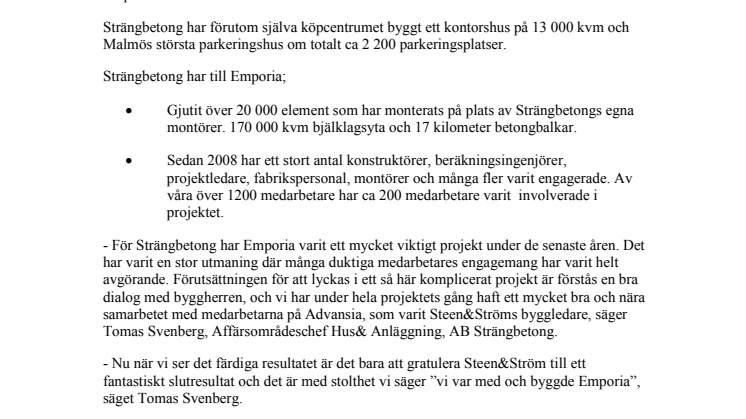 Emporia invigs – Strängbetong, stor centrumbyggare i Skåne 