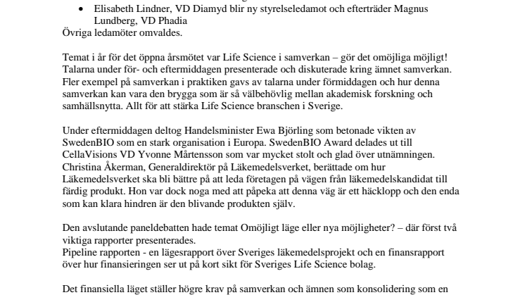 SwedenBIOs årsmöte 2009: ny styrelse och nytt deltagarrekord!