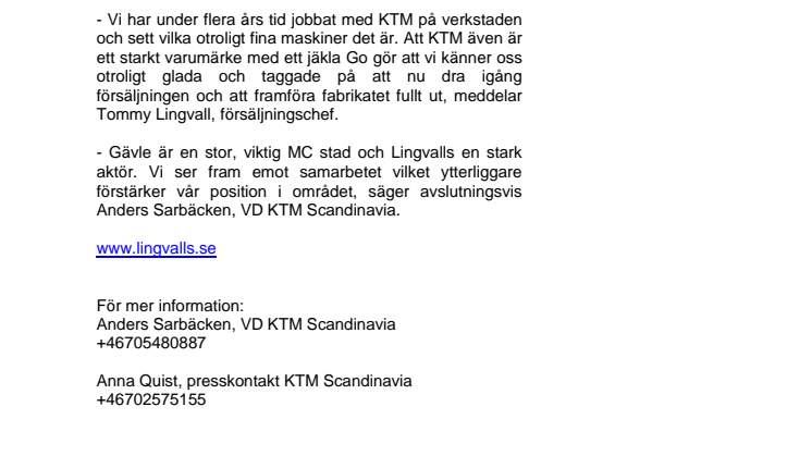 KTM signar Lingvalls Motor