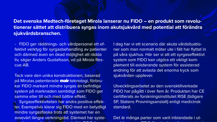FIDO Field Oxygen System revolutionerar syrgasdistribution för akutvården