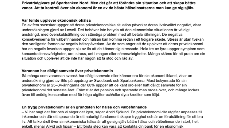 Din privatekonomi påverkar din hälsa