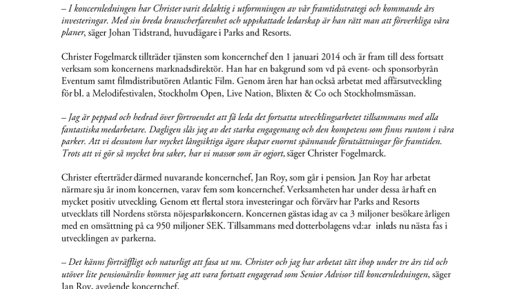 Upplevelseparker får ny koncernchef