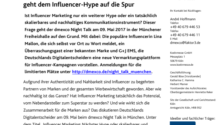 Top oder Flop? Münchener dmexco Night Talk geht dem Influencer-Hype auf die Spur