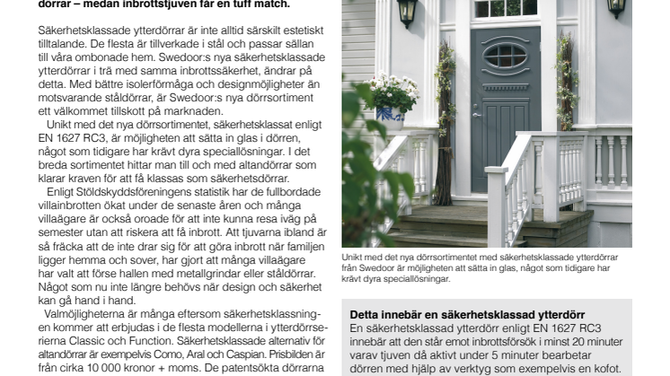 Nya unika säkerhetsytterdörrar i trä