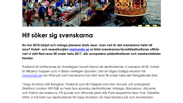 Hit söker sig svenskarna
