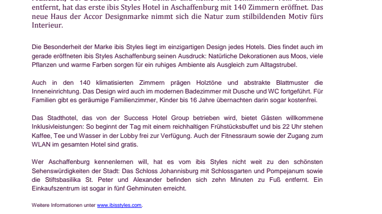 Neues Hotel ibis Styles Aschaffenburg eröffnet