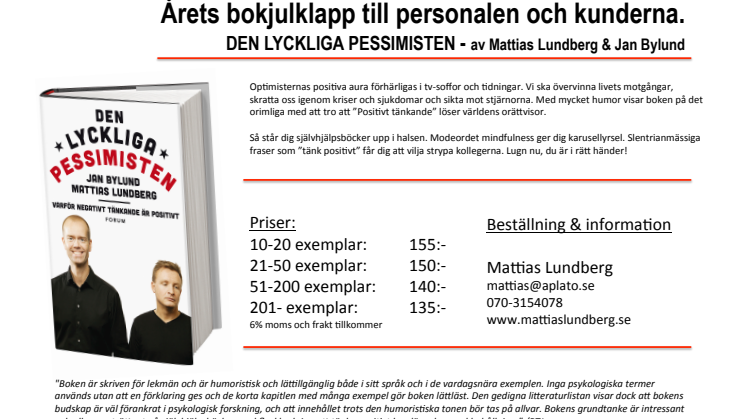 Årets bokjulklapp - DEN LYCKLIGA PESSIMISTEN