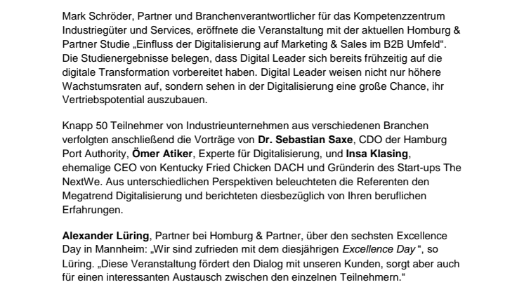 Homburg & Partner Excellence Day 2018