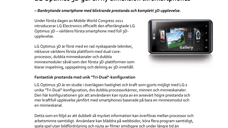 LG Optimus 3D ger en ny dimension till smartphones 