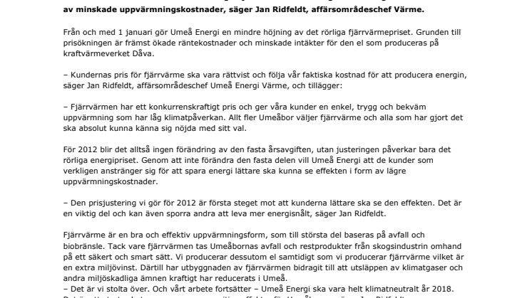 Fjärrvärmepriset justeras och det blir lättare att energispara