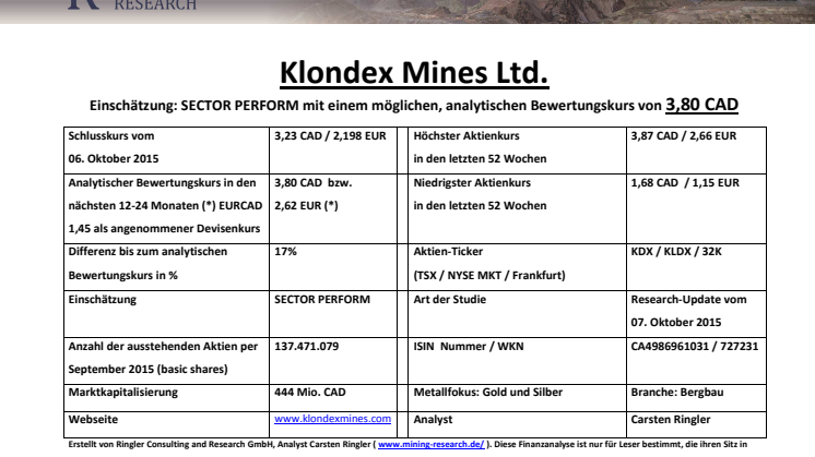 Ringler Research_Klondex Mines_German_07.10.2015