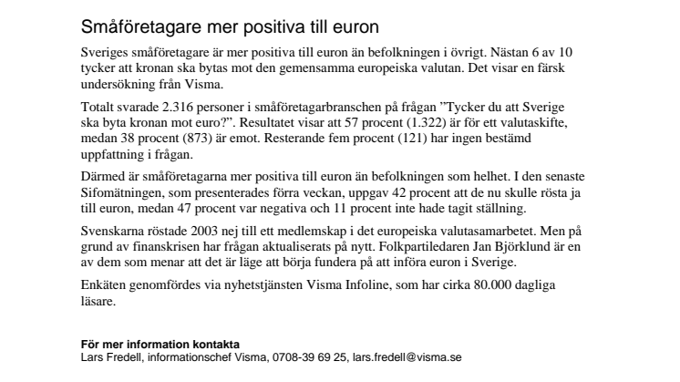 Småföretagare mer positiva till euron