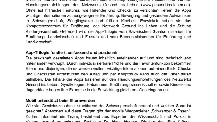 Gut ernährt von der Schwangerschaft bis ins Kleinkindalter